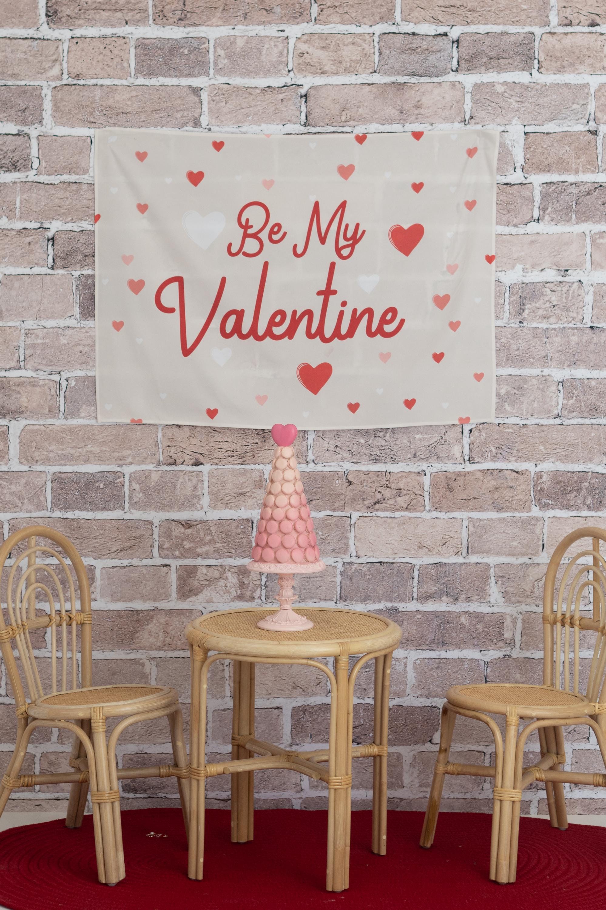 Fabric Tapestry Banner, Be My Valentine, Kids Wall Art Room Decor, Children's Wall Art