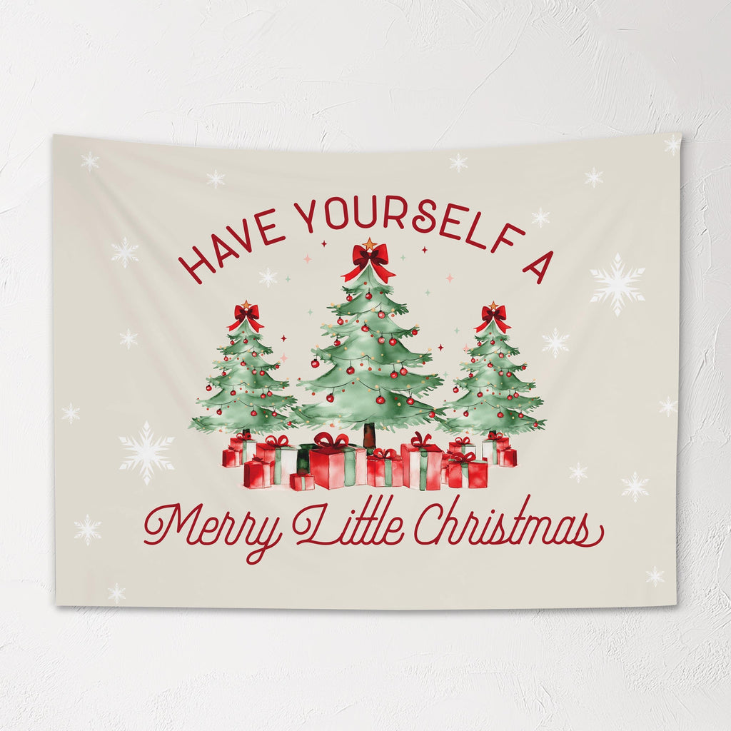 Christmas Banner Merry Little Christmas White Christmas, Kids Fabric Tapestry