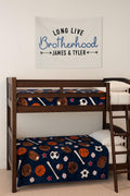 Fabric Tapestry Banner, Long Live Brotherhood Names Personalized, Kids Wall Decor, Children's Wall Art
