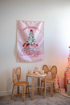 Christmas Banner Pink - Have Yourself a Merry Little Christmas, Kids Fabric Tapestry