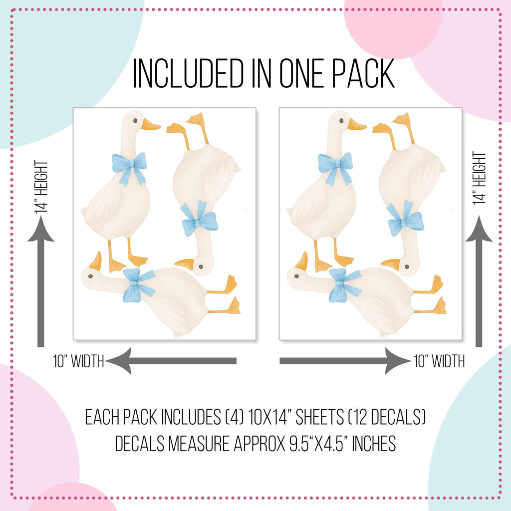 Watercolor Geese With Bows Wall Decals