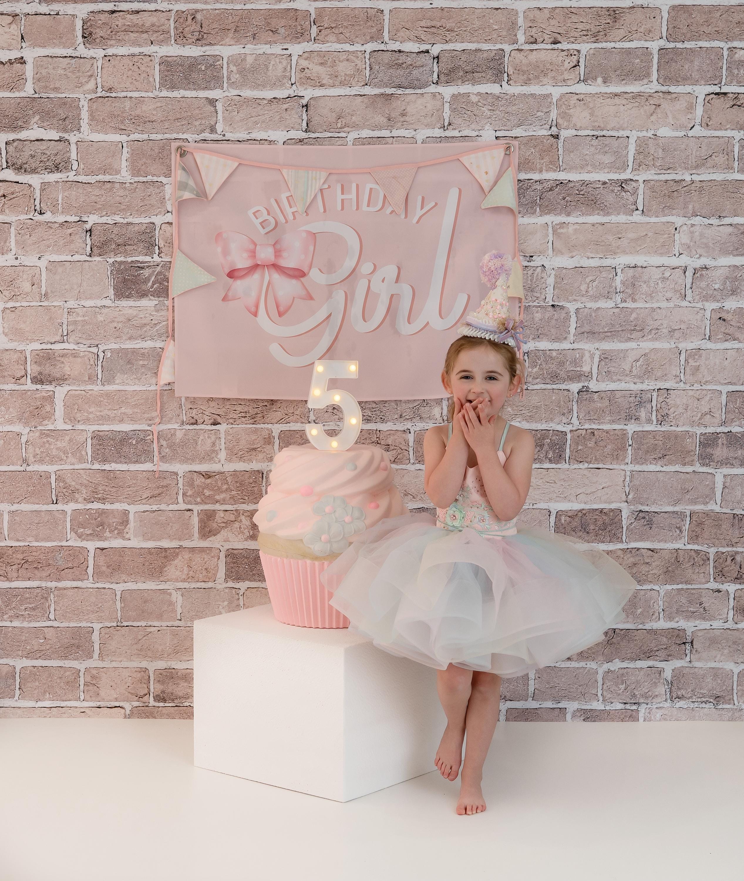 Fabric Tapestry Banner, Birthday Girl Bow, Kids Wall Art Room Decor, Children's Wall Art