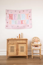 Fabric Tapestry Banner, Heart Breaker, Kids Wall Art Room Decor, Children's Wall Art