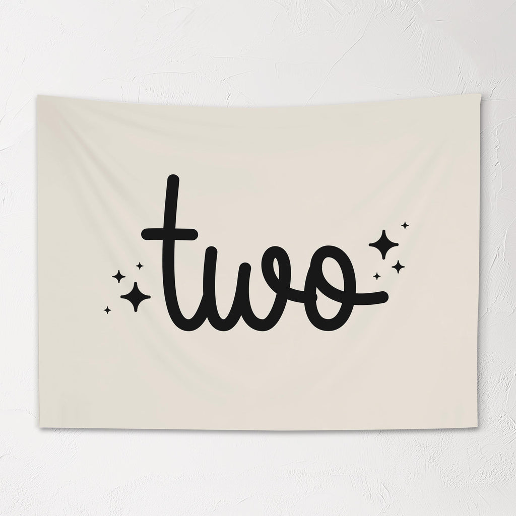 Fabric Tapestry Banner, TWO Birthday, Kids Wall Art Room Decor, Children's Wall Art