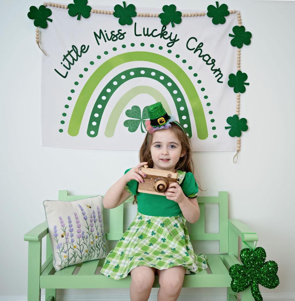 Fabric Tapestry Banner, Little Miss Lucky Charm, Kids Wall Art Room Decor