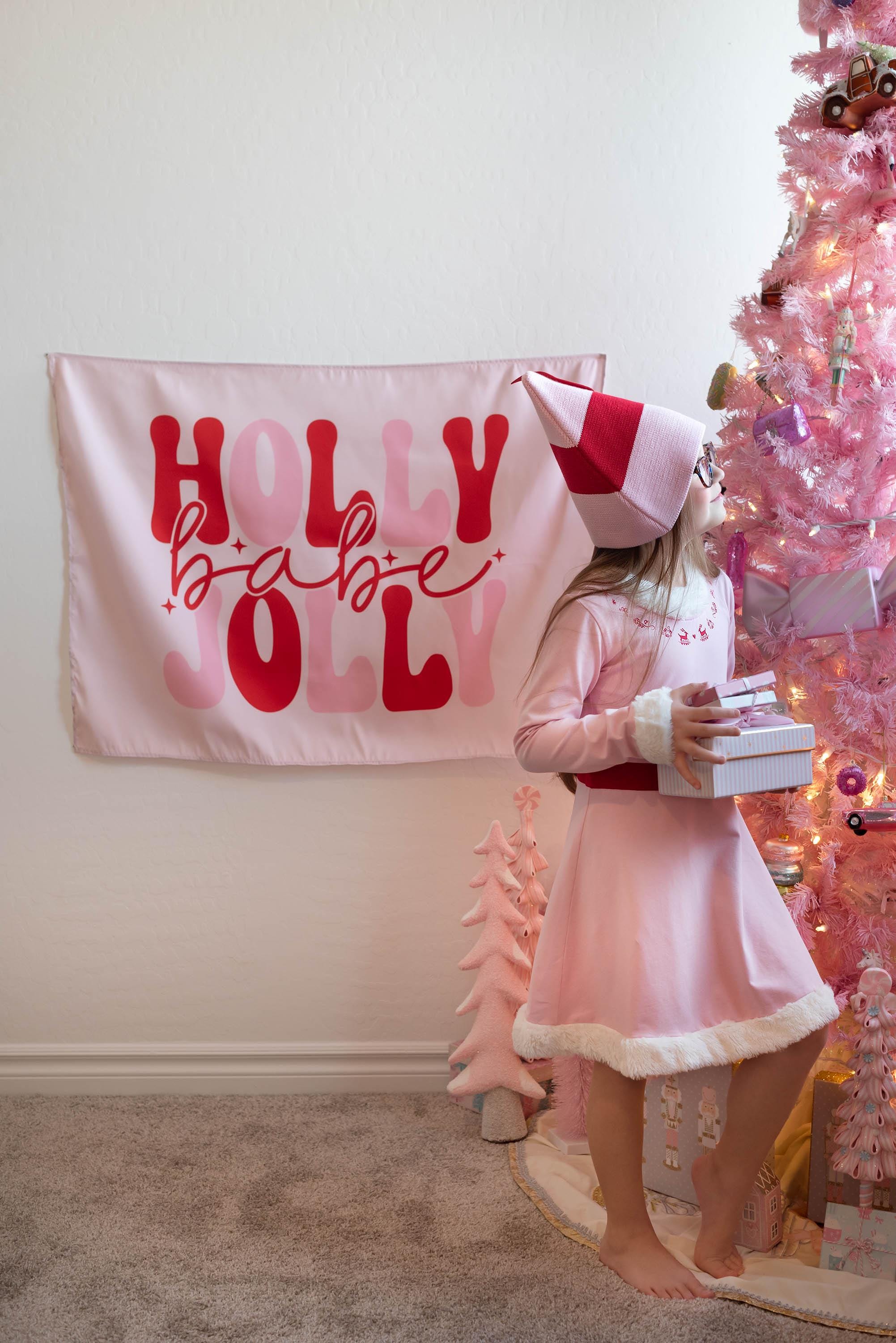 Holly Jolly Babe, Kids Fabric Tapestry