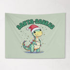 Christmas Banner, Santa-Saurus , Festive Kids Fabric Tapestry,  Room Decor