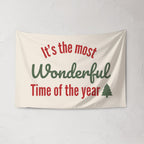 Christmas Banner, It's The Most Wonderful Time of The Year, Festive Kids Fabric Tapestry