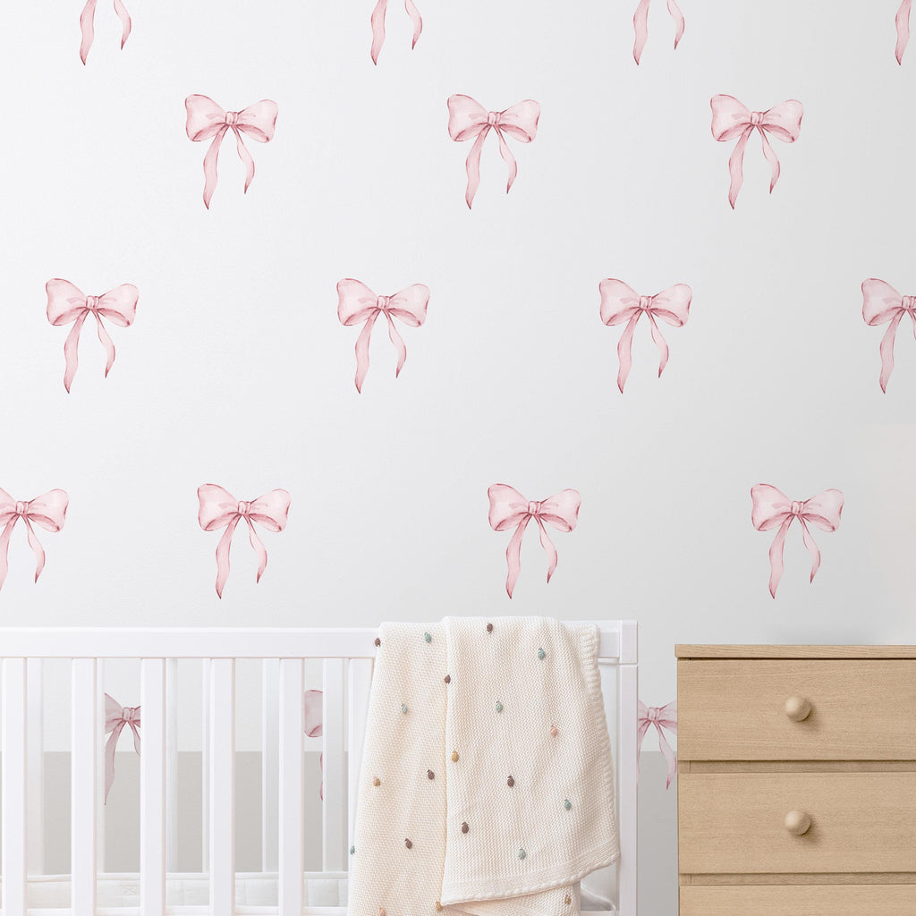 Pink Watercolor Bows Wall Decals
