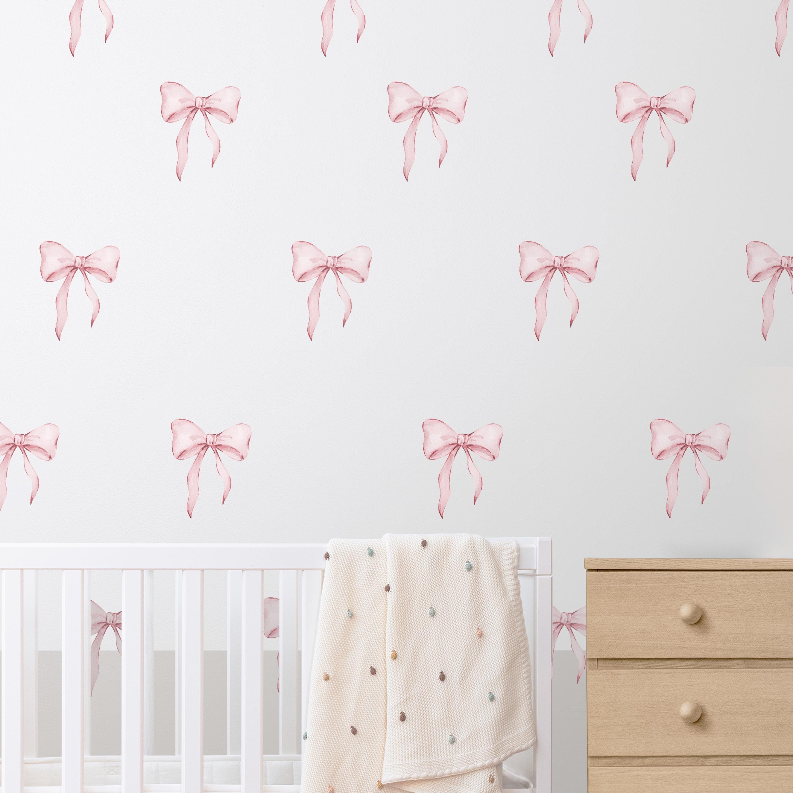 Pink Watercolor Bows Wall Decals