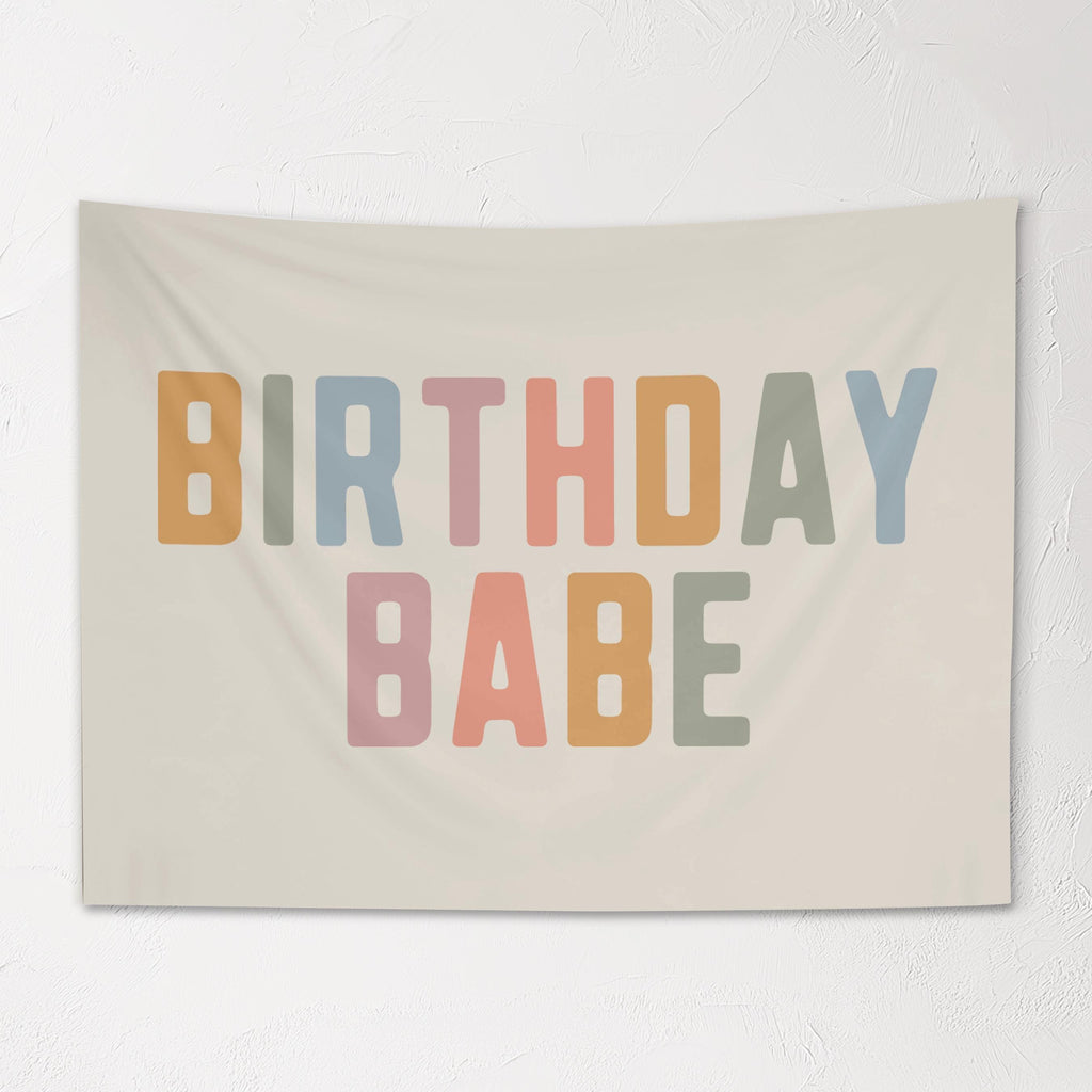 Fabric Tapestry Banner, Birthday Babe , Kids Wall Art Room Decor