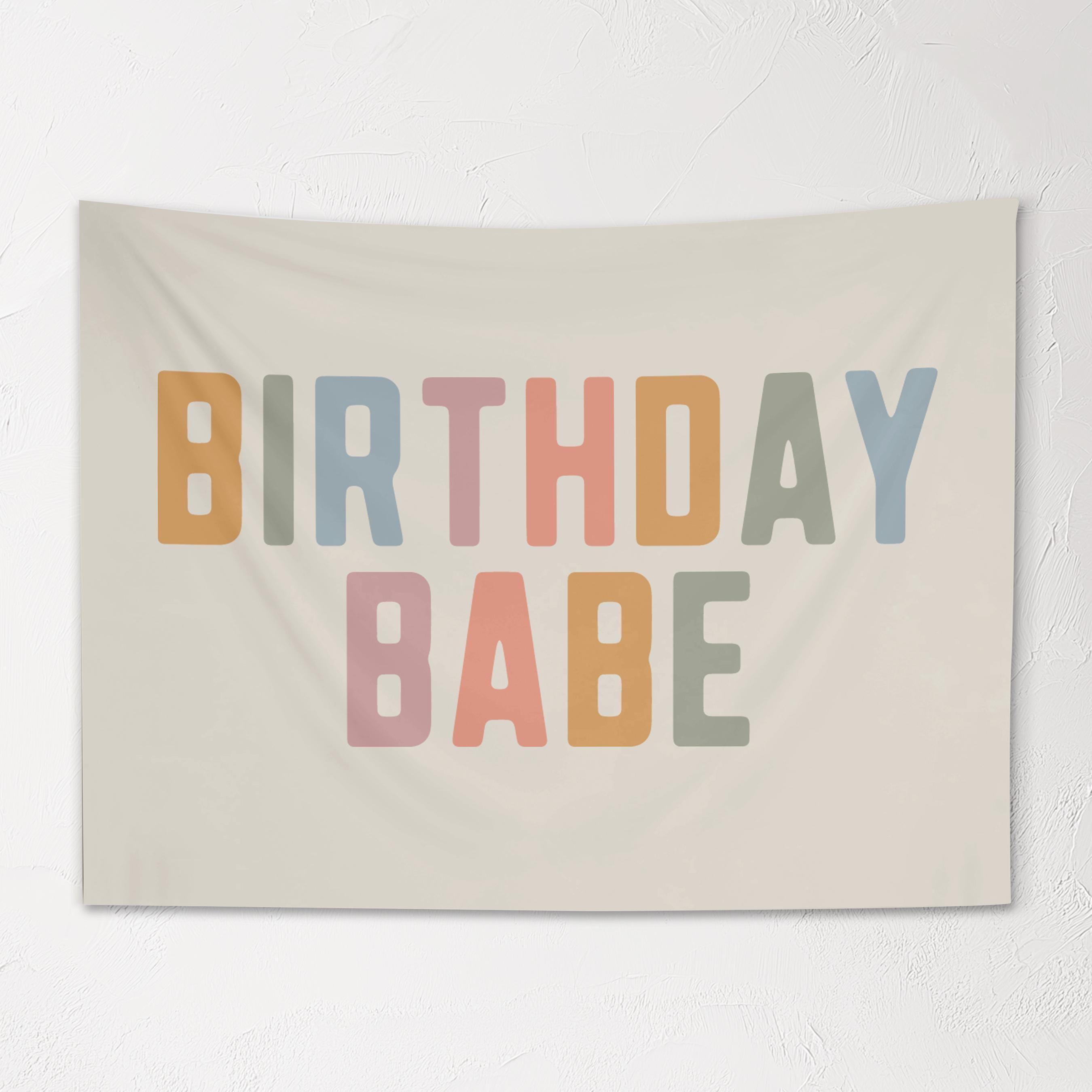 Fabric Tapestry Banner, Birthday Babe , Kids Wall Art Room Decor