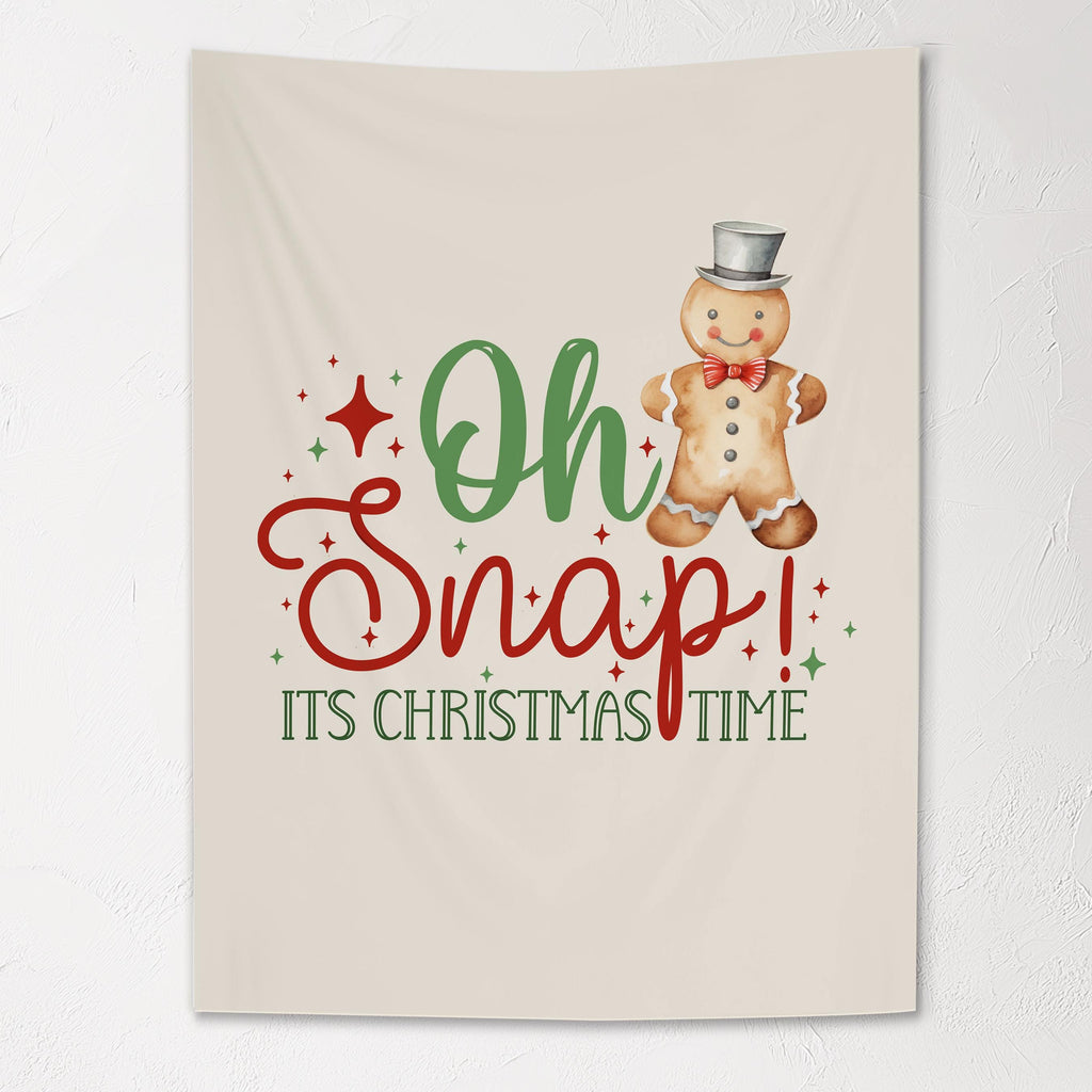 Christmas Banner Oh Snap, Kids Fabric Tapestry, Wall art Room Decor