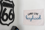 Fabric Tapestry Banner, Long Live Boyhood Cream Blue, Kids  Wall Art Decor