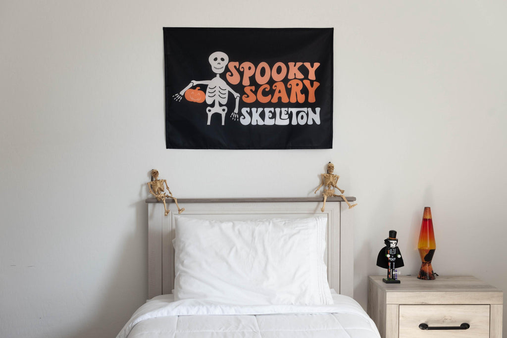 Halloween Banner, Spooky Scary Skeleton, Halloween Decor, Halloween Wall Art