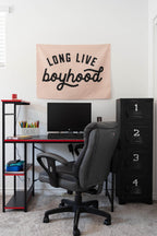 Fabric Tapestry Banner, Long Live Boyhood BEIGE, Kids  Wall Art Decor, Children's Wall Art