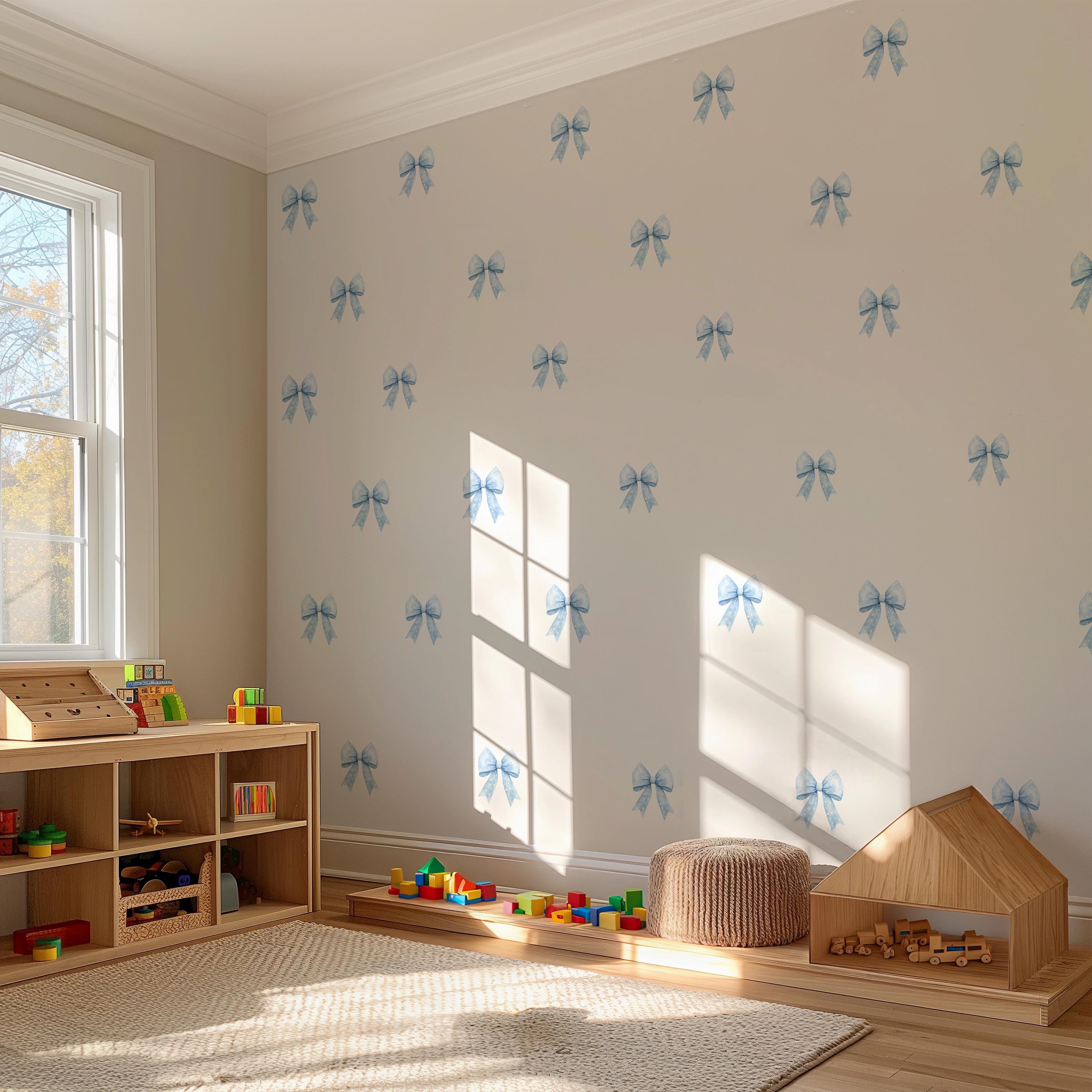 Blue Polka Dot Bows Wall Decals