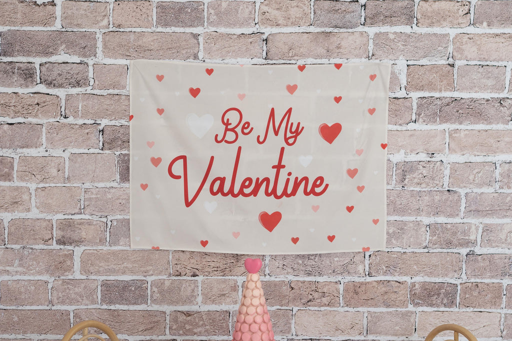 Fabric Tapestry Banner, Be My Valentine, Kids Wall Art Room Decor, Children's Wall Art