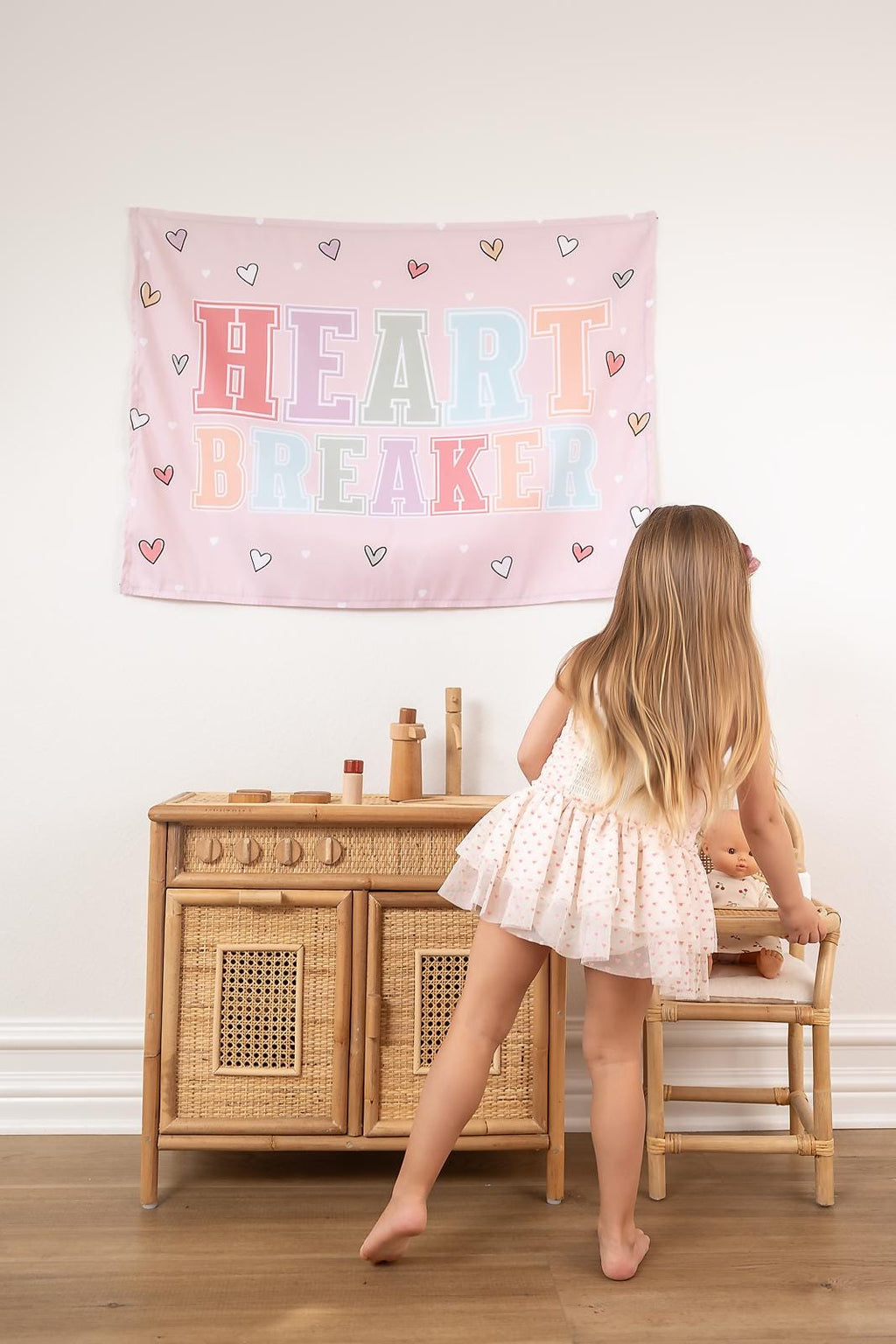 Fabric Tapestry Banner, Heart Breaker, Kids Wall Art Room Decor, Children's Wall Art