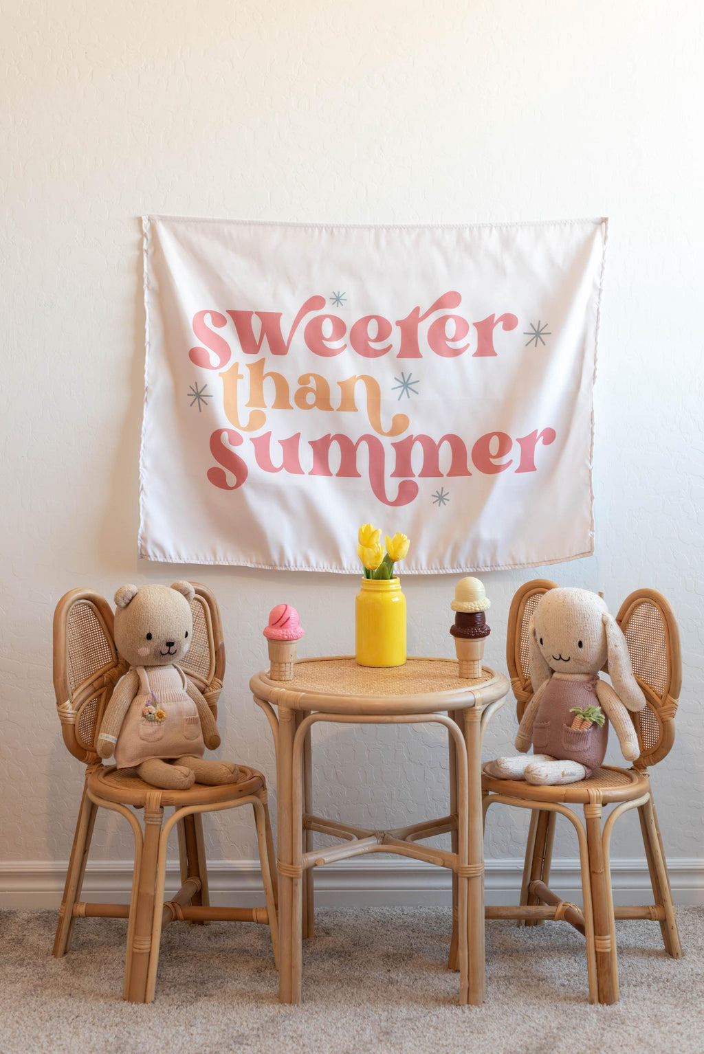 Fabric Tapestry Banner, Sweeter than Summer, Kids Wall Art Room Decor