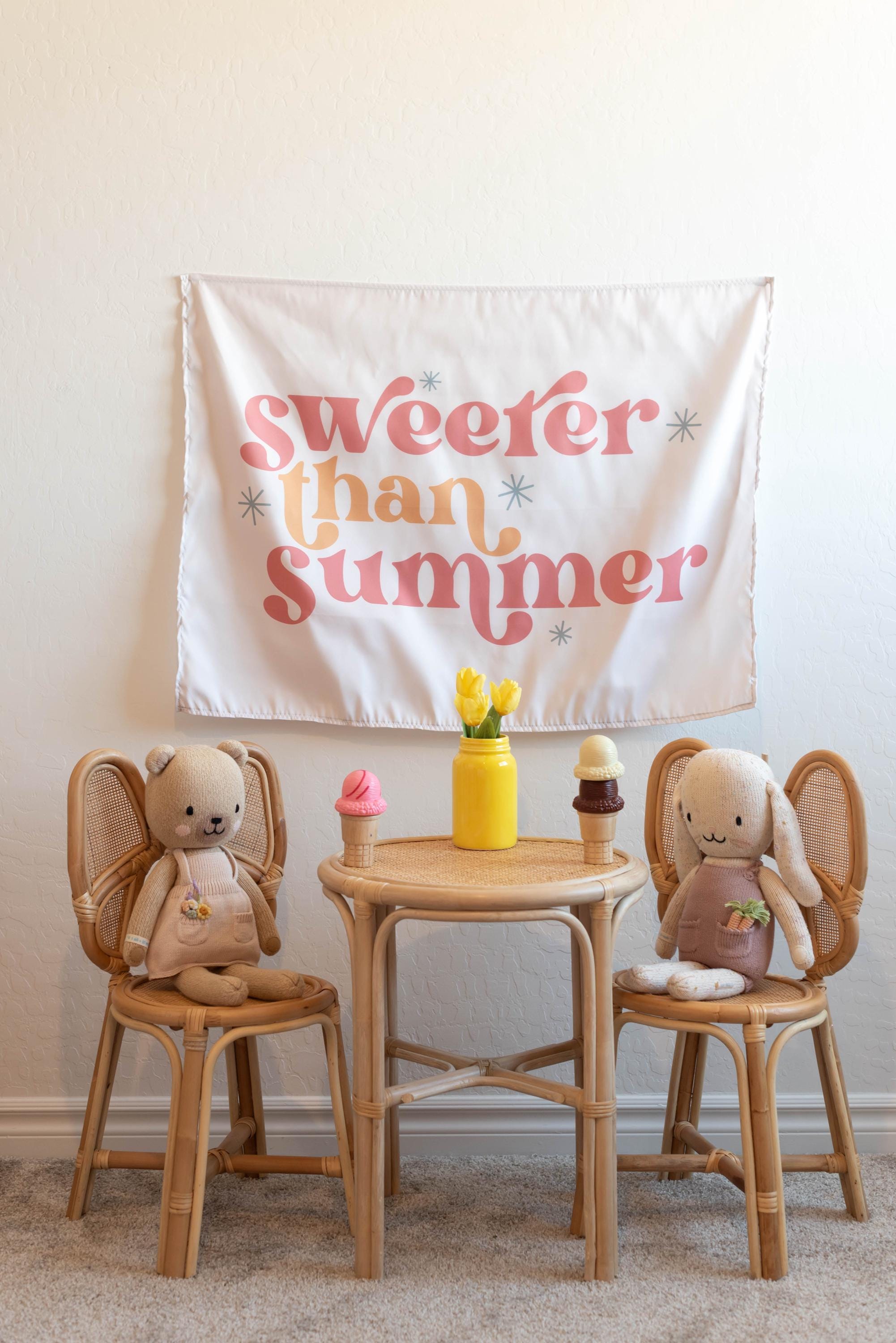Fabric Tapestry Banner, Sweeter than Summer, Kids Wall Art Room Decor