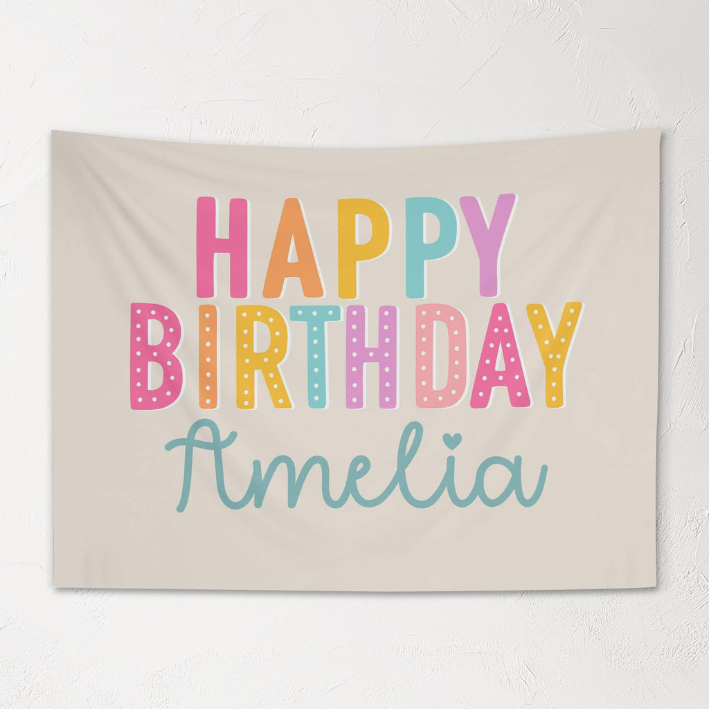 Kids Personalized Birthday Banner, Custom Rainbow Wall Hanging with Name