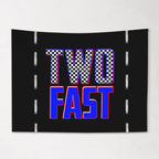Fabric Tapestry Banner, TWO Fast, Kids Wall Art Room Decor, Children's Wall Art