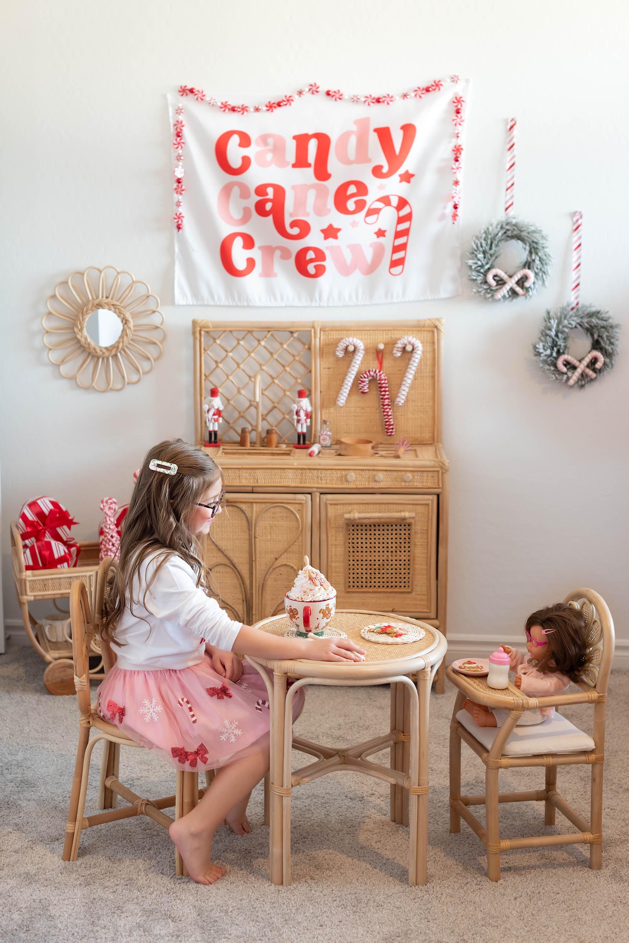 Christmas Banner, Candy Cane Crew, Kids Fabric Tapestry
