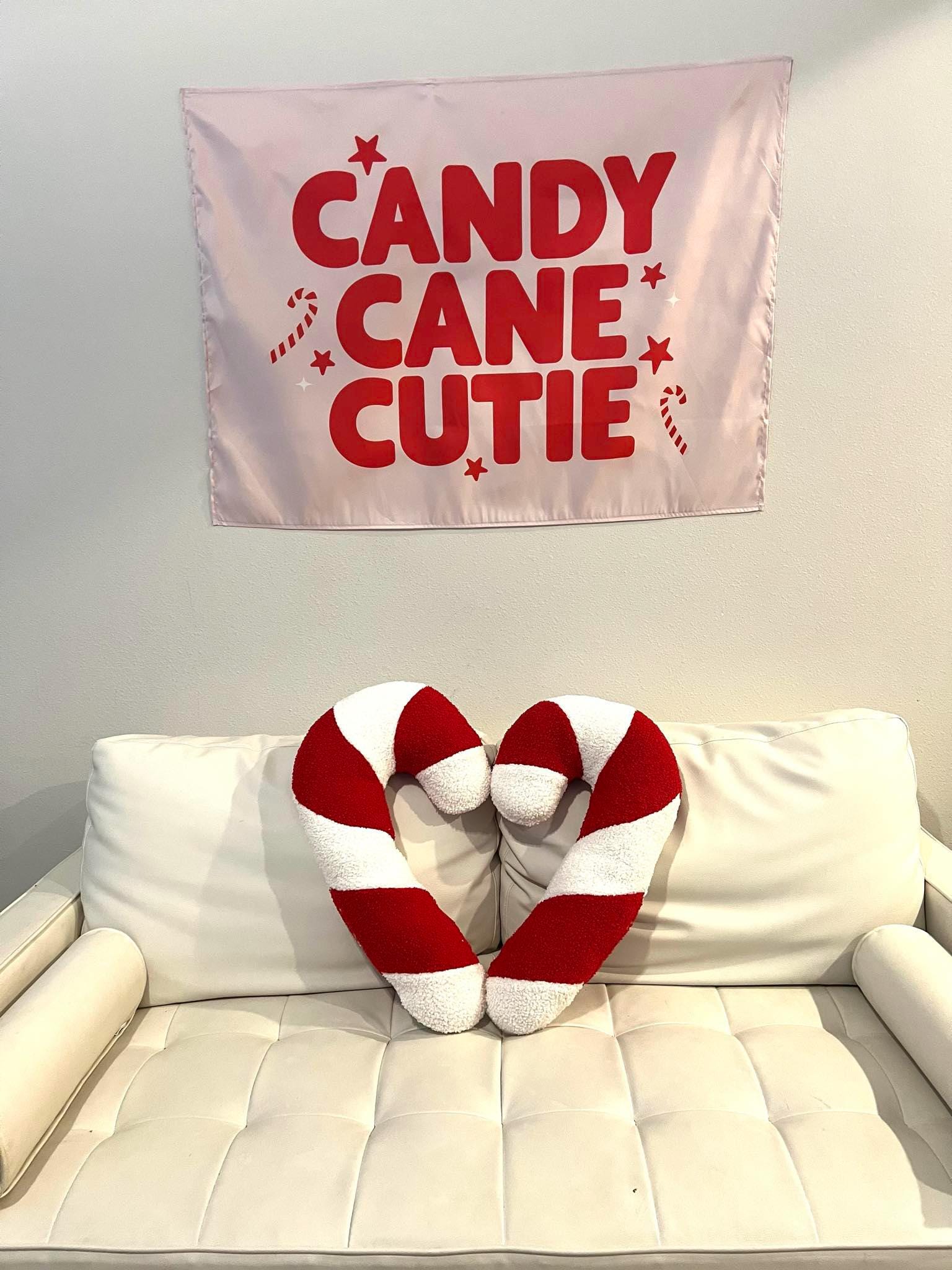 Christmas Banner, Candy Cane Cutie, Kids Fabric Tapestry, Wall art Room Decor
