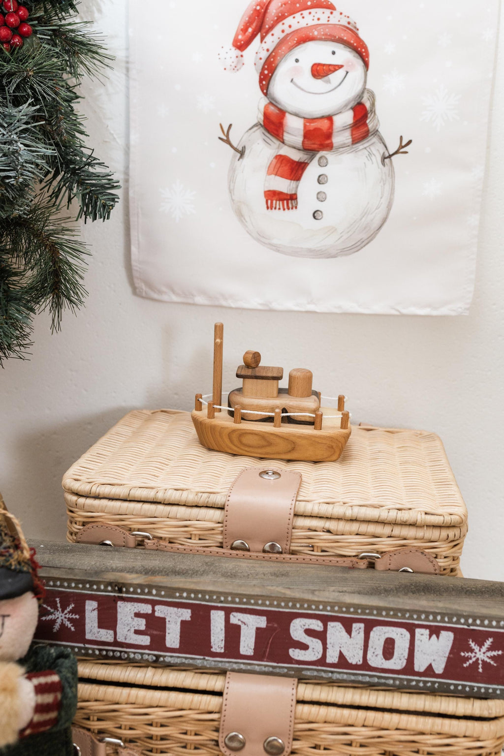 Christmas Banner Snow Much Fun, Kids Fabric Tapestry, Wall art Room Decor