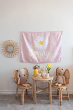 Fabric Tapestry Banner, Hello Spring, Kids Wall Art Room Decor, Children's Wall Art