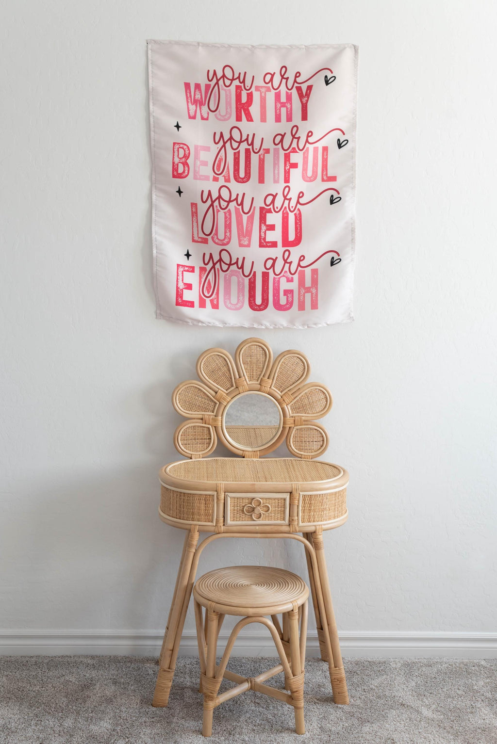 You Are Worthy Fabric Tapestry Banner: Kids Room Wall Art
