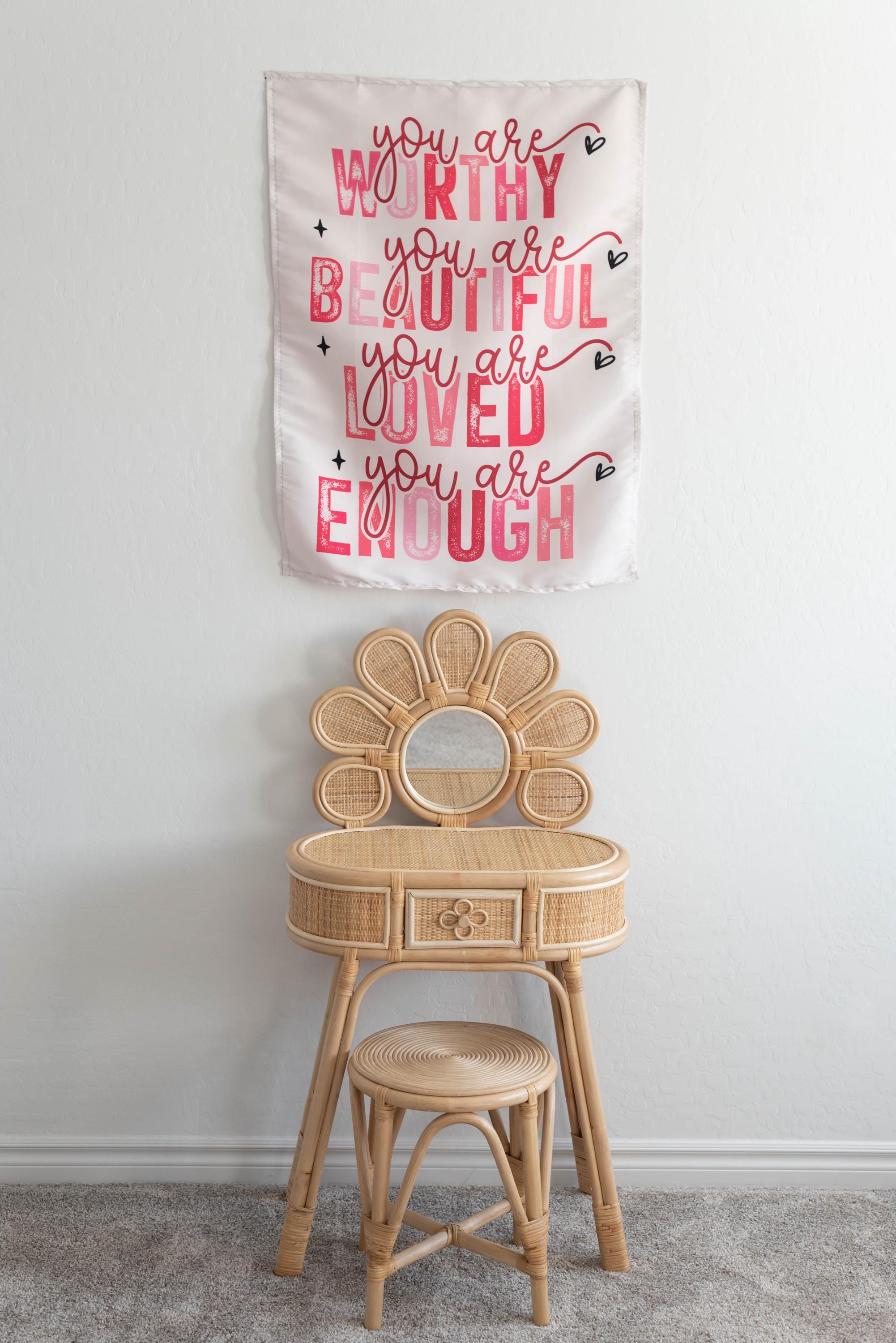 You Are Worthy Fabric Tapestry Banner: Kids Room Wall Art