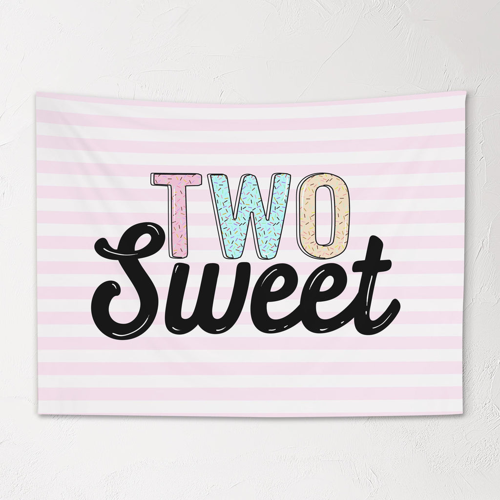 Fabric Tapestry Banner, TWO Sweet, Kids Wall Art Room Decor, Children's Wall Art