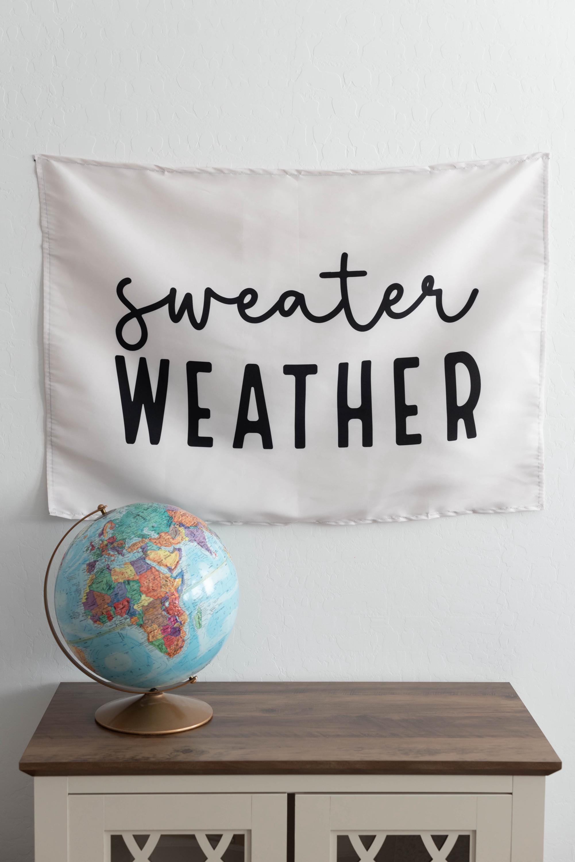 Fabric Tapestry Banner, Sweater Weather, Kids Wall Art Room Decor