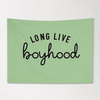 Fabric Tapestry Banner, Long Live Boyhood Green, Kids  Wall Art Decor