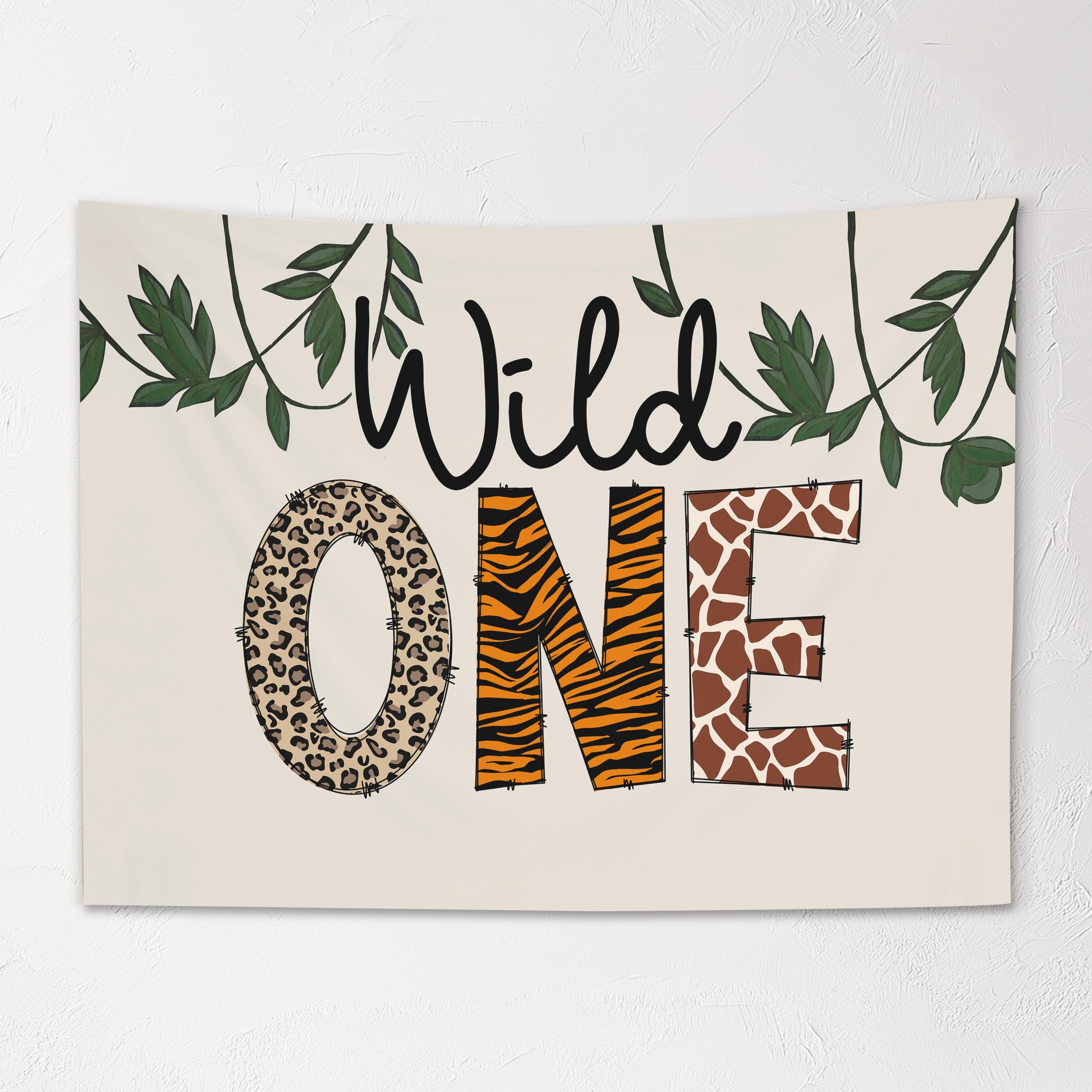 Fabric Tapestry Banner, Wild ONE, Kids Wall Art Room Decor, Children's Wall Art