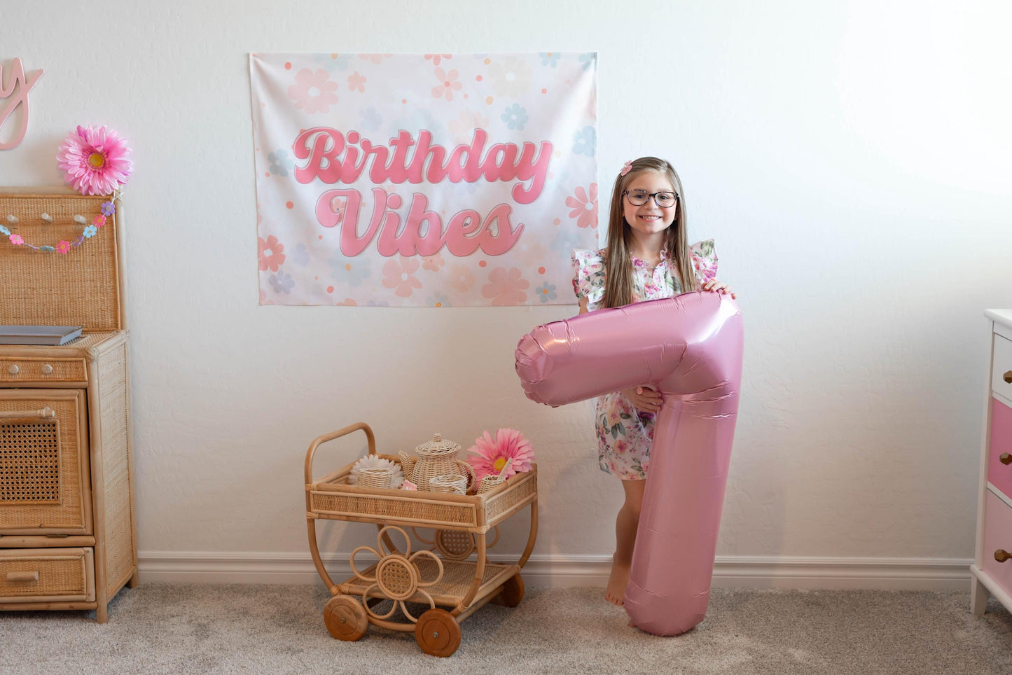 Fabric Tapestry Banner, Birthday Vibes, Kids Wall Art Room Decor, Children's Wall Art