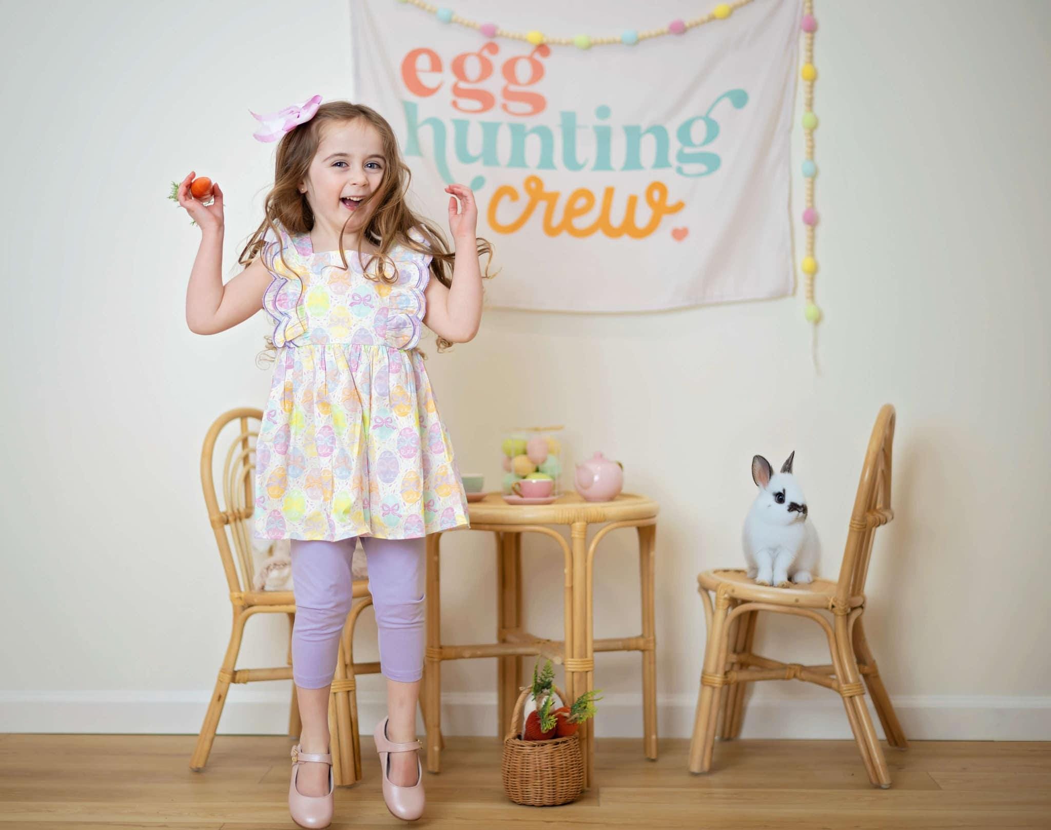 Fabric Tapestry Banner, Egg Hunting Crew , Kids Wall Art Room Decor