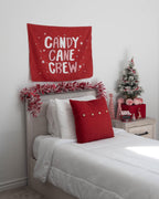 Christmas Banner, Candy Cane Crew, Kids Fabric Tapestry, Wall art Room Decor
