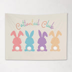 Fabric Tapestry Banner, Cottontail Club, Kids Wall Art Room Decor, Children's Wall Art