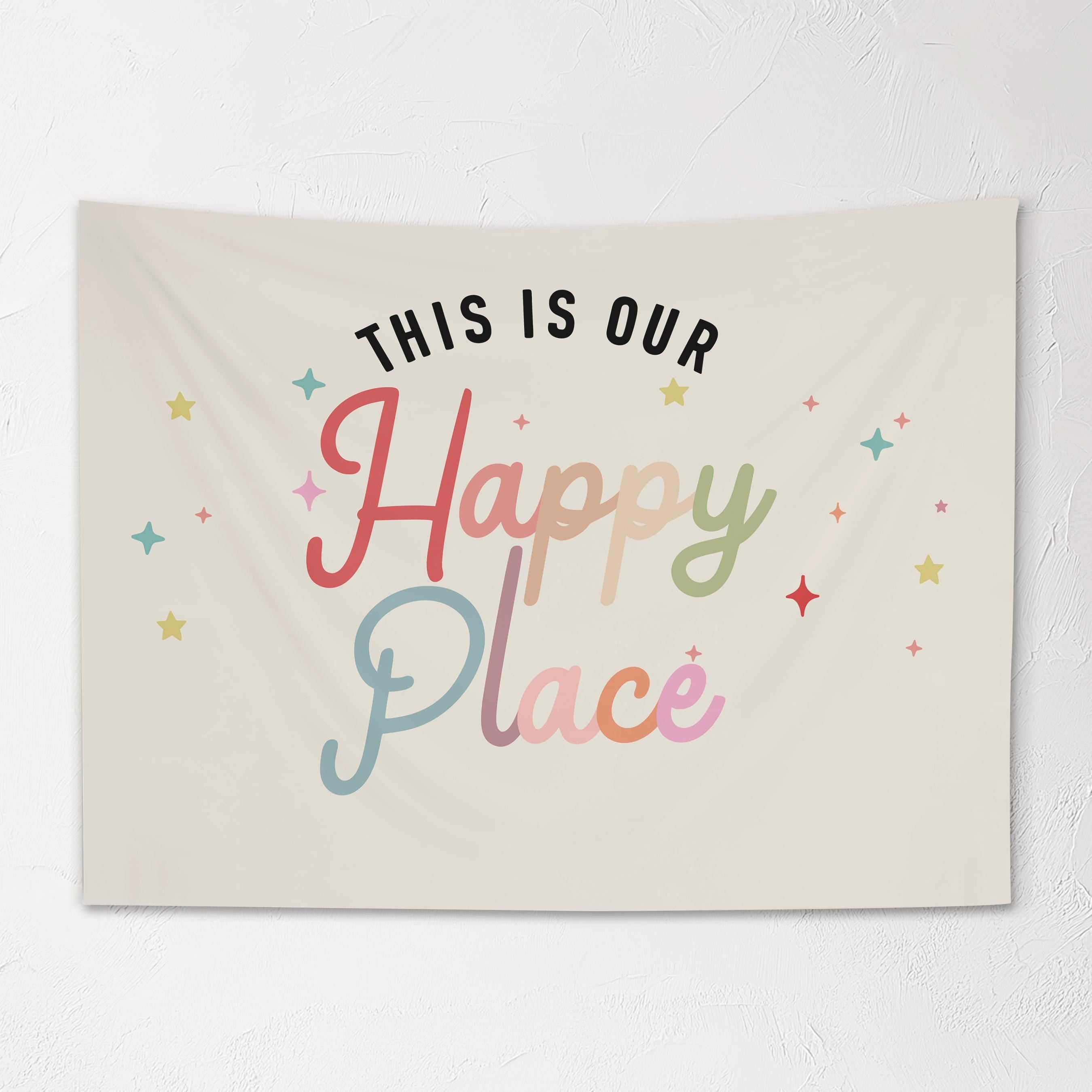 Fabric Tapestry Banner, This is Our Happy Place, Kids Wall Art Room Decor