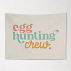 Fabric Tapestry Banner, Egg Hunting Crew , Kids Wall Art Room Decor