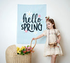 Fabric Tapestry Banner, Hello Spring, Kids Wall Art Room Decor, Children's Wall Art