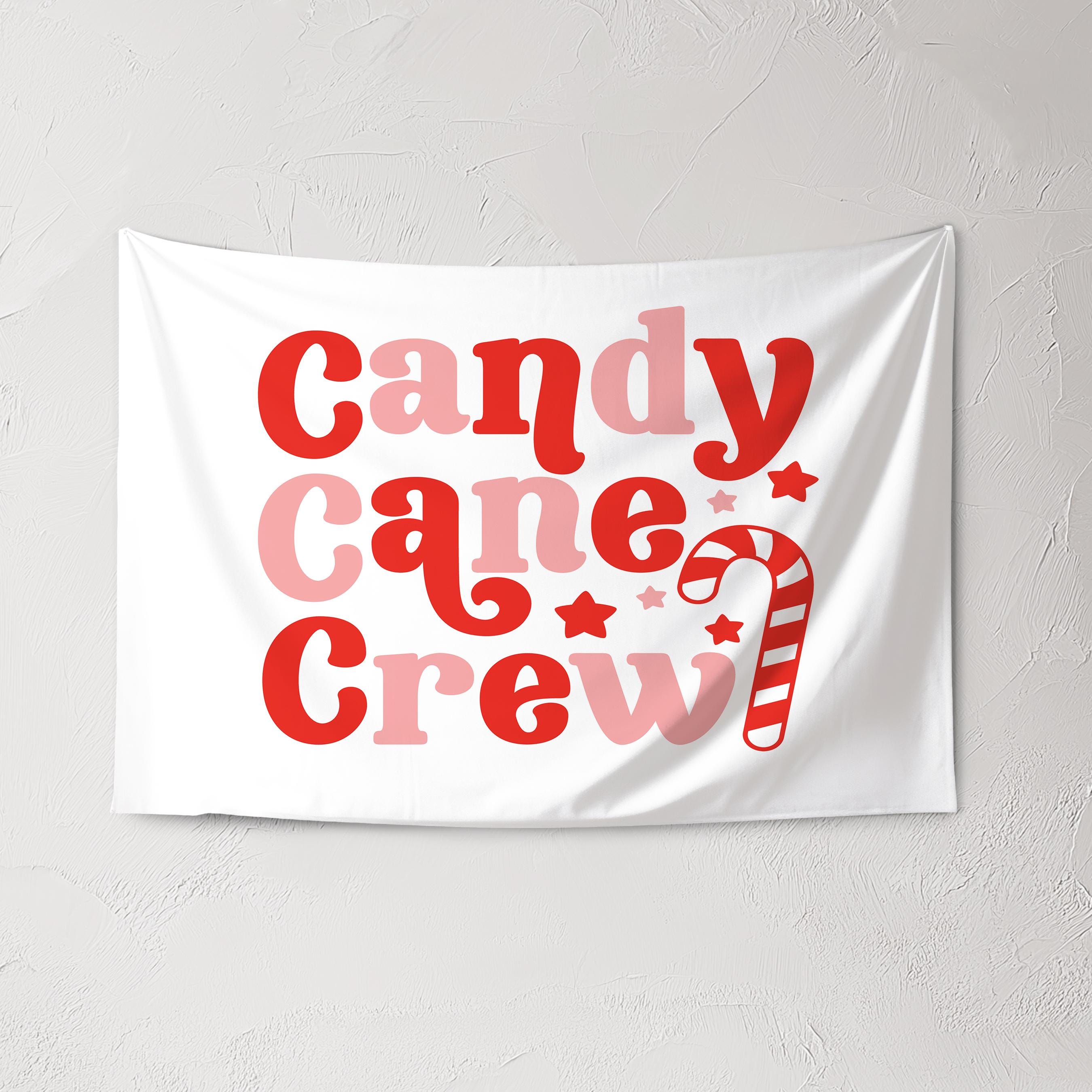Christmas Banner, Candy Cane Crew, Kids Fabric Tapestry