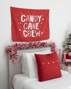 Christmas Banner, Candy Cane Crew, Kids Fabric Tapestry, Wall art Room Decor