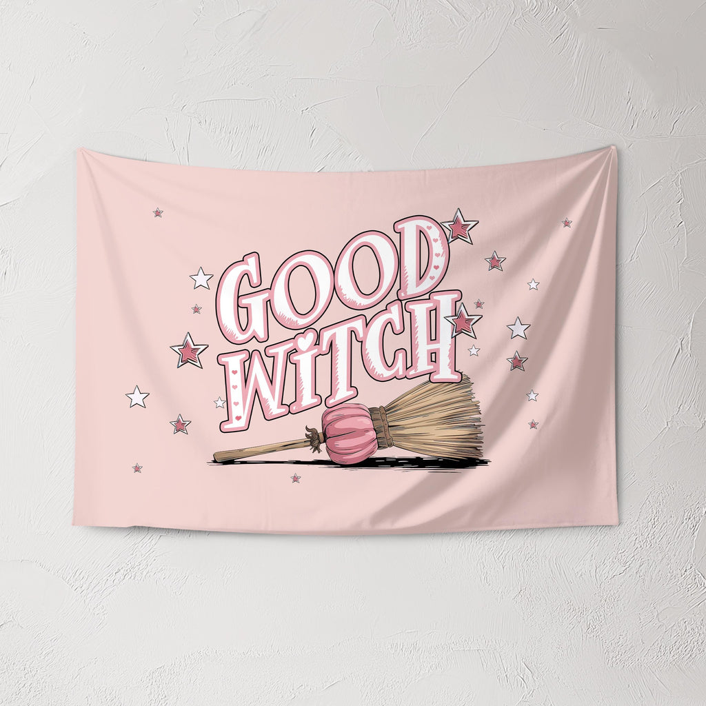 Halloween Banner, Good Witch, Happy Halloween Decor, Pink Halloween Wall Art