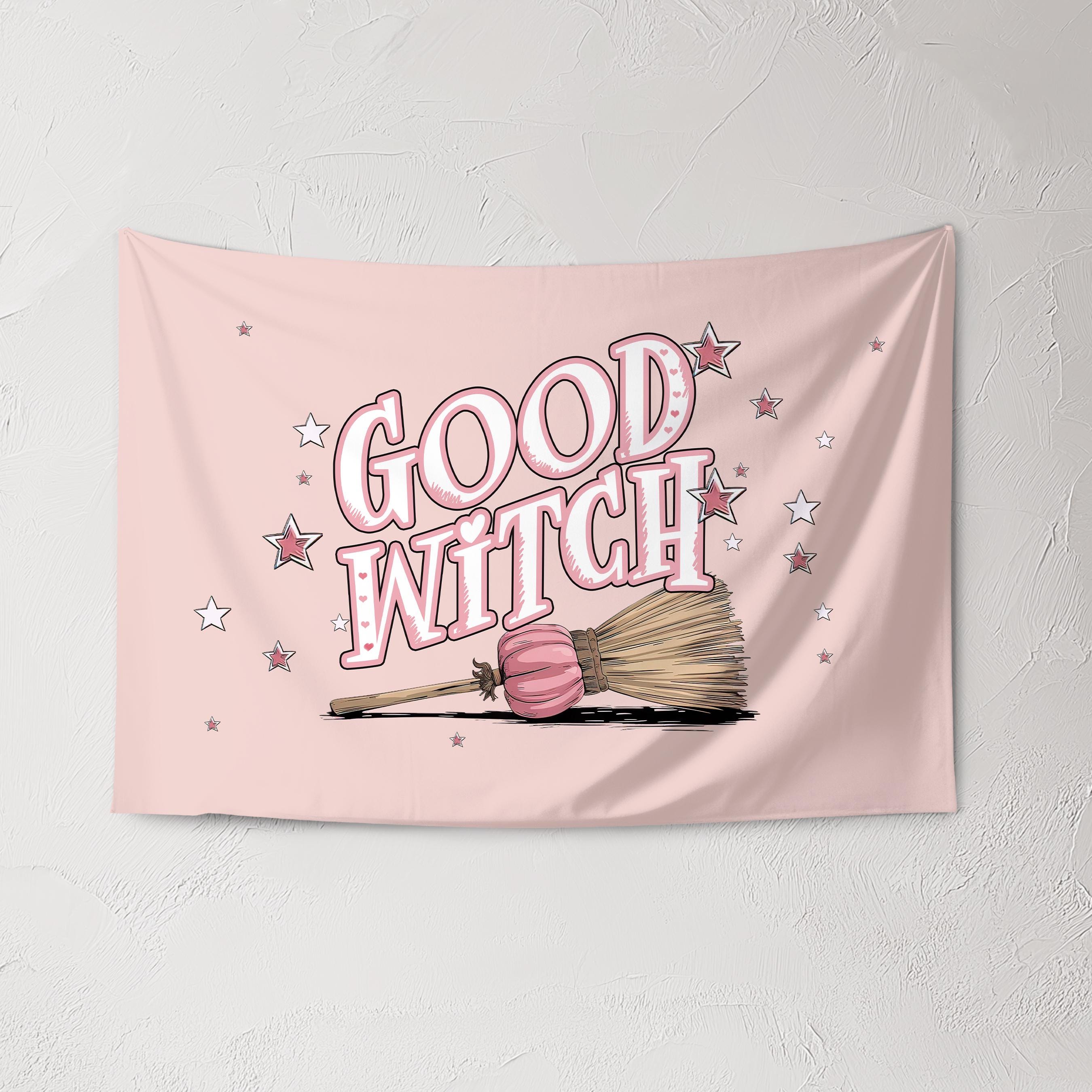 Halloween Banner, Good Witch, Happy Halloween Decor, Pink Halloween Wall Art