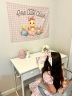 Fabric Tapestry Banner, One Cute Chick, Kids Wall Art Room Decor, Children's Wall Art