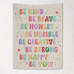Fabric Tapestry Banner, Be Kind Be Brave, Kids Wall Art Room Decor